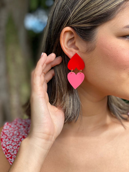 Double heart earrings