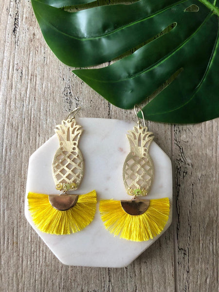 Pineapple & tassel earrings