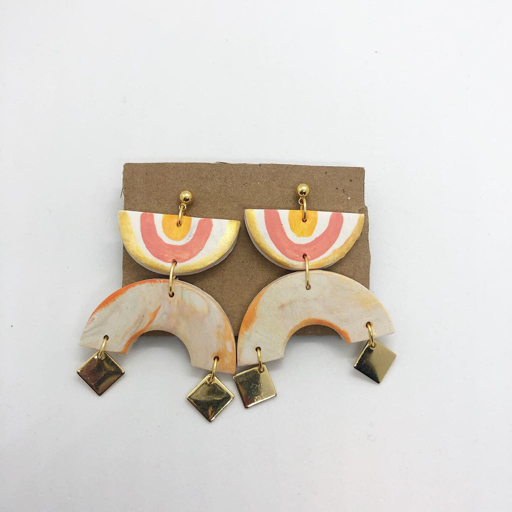 Half moon with peach earrings