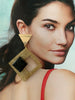 Resina square black & gold earrings