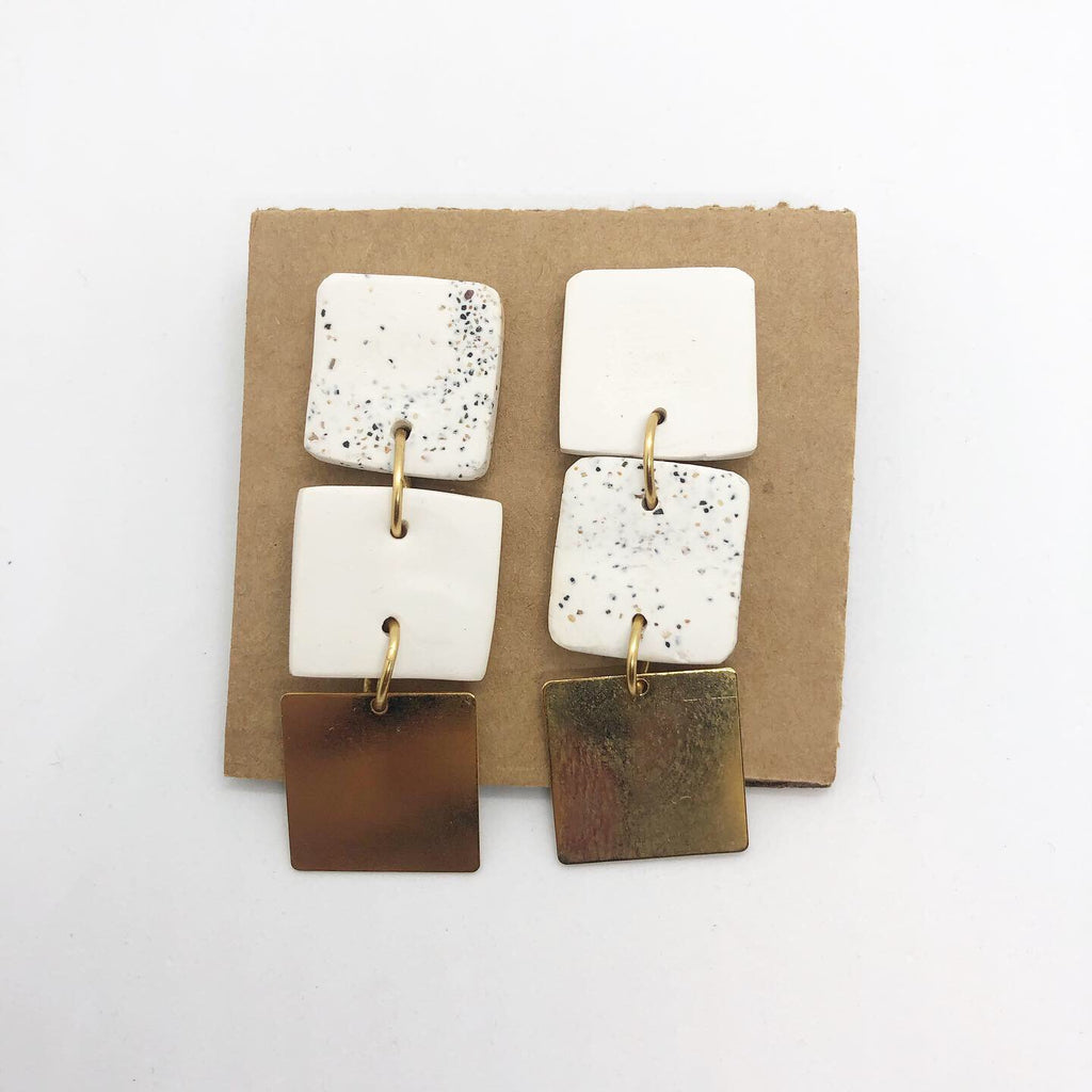 White squares earrings