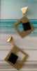 Resina square black & gold earrings