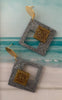 Resina square silver & gold earrings