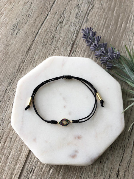 Pavé eye adjustable bracelets