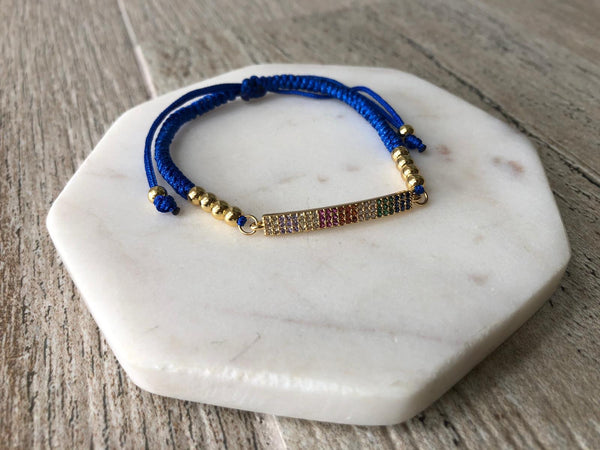 Pavé bar blue adjustable bracelets